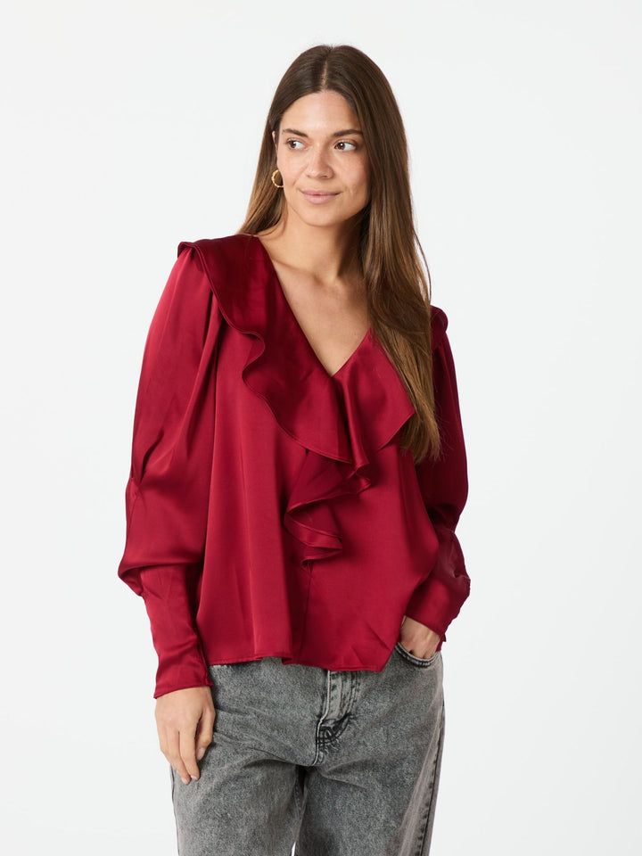 Neo Noir - Sandie Sateen Blouse - Wine