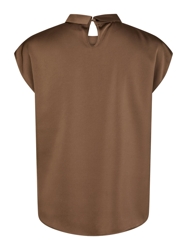 Neo Noir - Fleur Drapy Satin Blouse - Dusty brown
