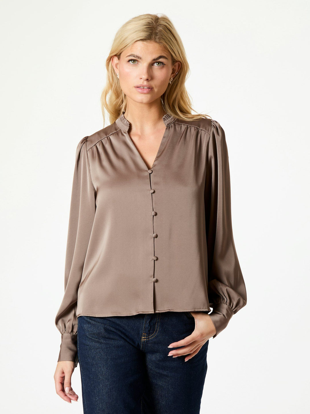 Neo Noir - Massima drappy Satin Blouse