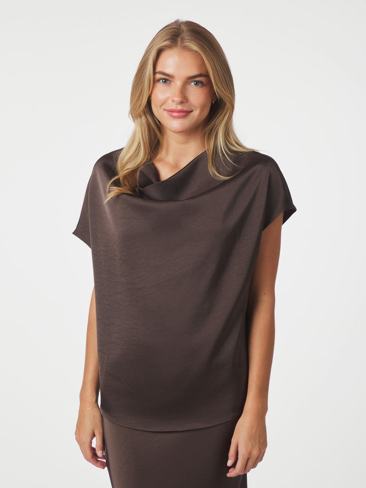 Neo Noir - Annabeth Heavy Sateen Tee - Dark Brown