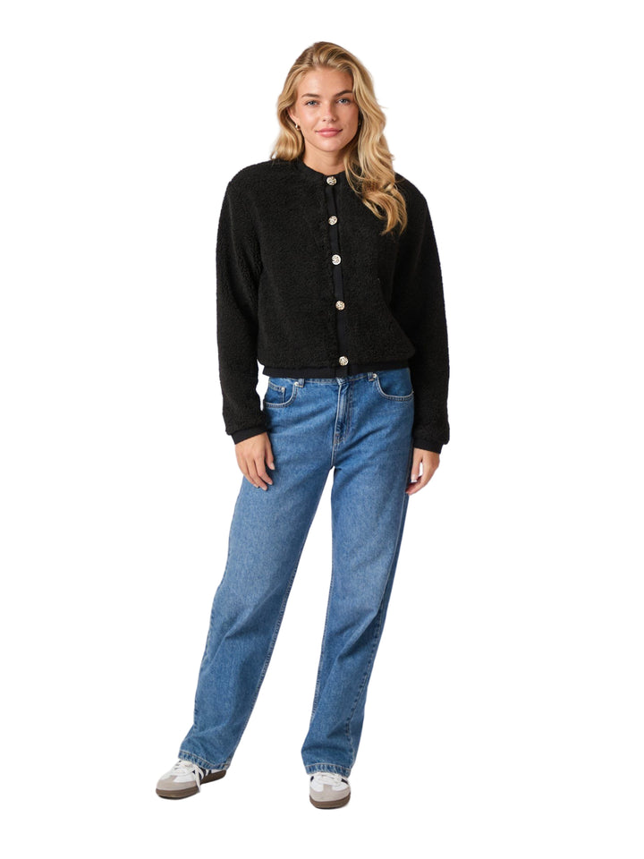 Neo Noir - Limo Fluffy Knit Cardigan - Svart