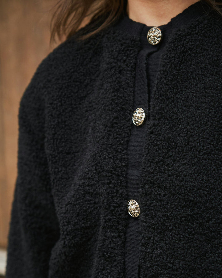 Neo Noir - Limo Fluffy Knit Cardigan - Svart