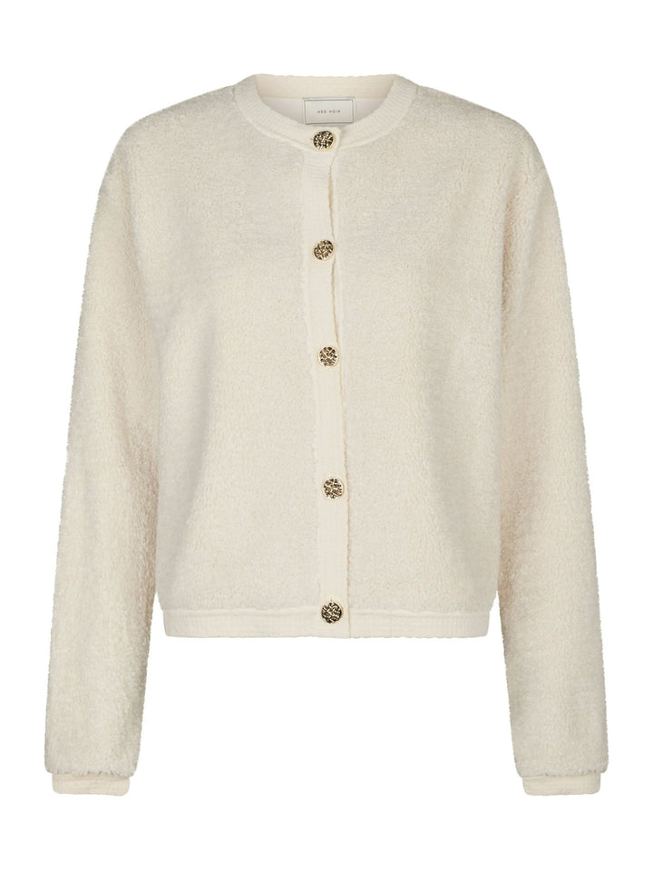 Neo Noir - Limo Fluffy Knit Cardigan - Creme