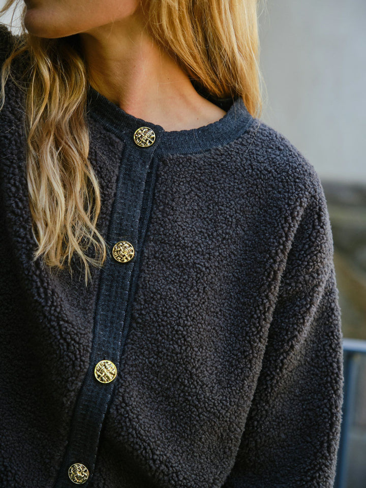 Neo Noir - Limo Fluffy Knit Cardigan - Antracit