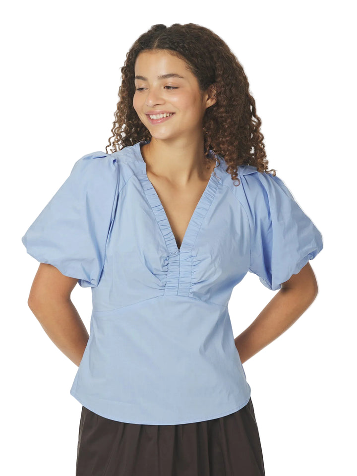 Neo Noir - Irina Poplin Blouse - Sky Blue