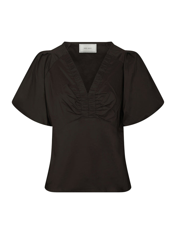 Neo Noir - Irina Poplin Blouse - Chocolate Brown