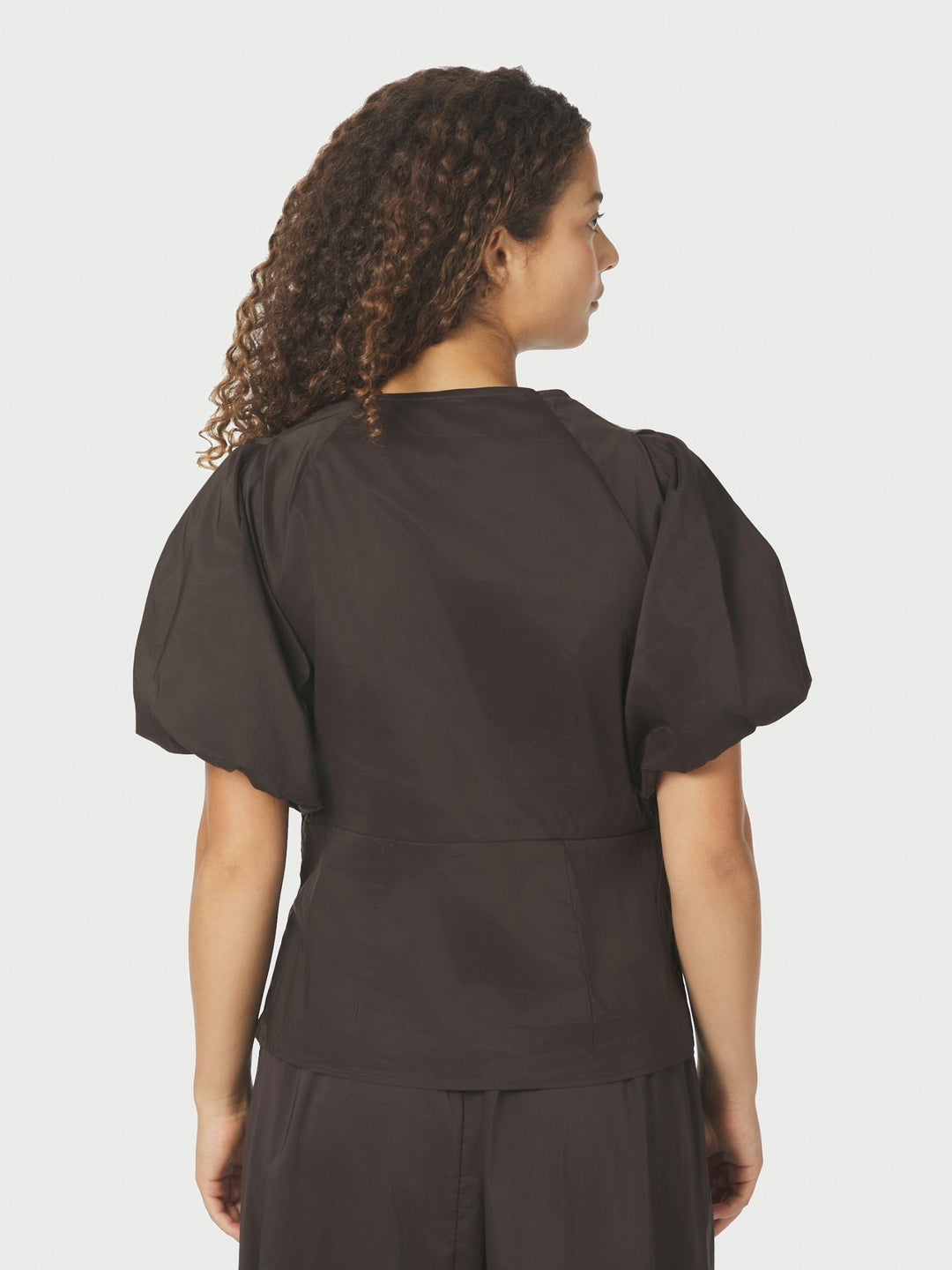 Neo Noir - Irina Poplin Blouse - Chocolate Brown