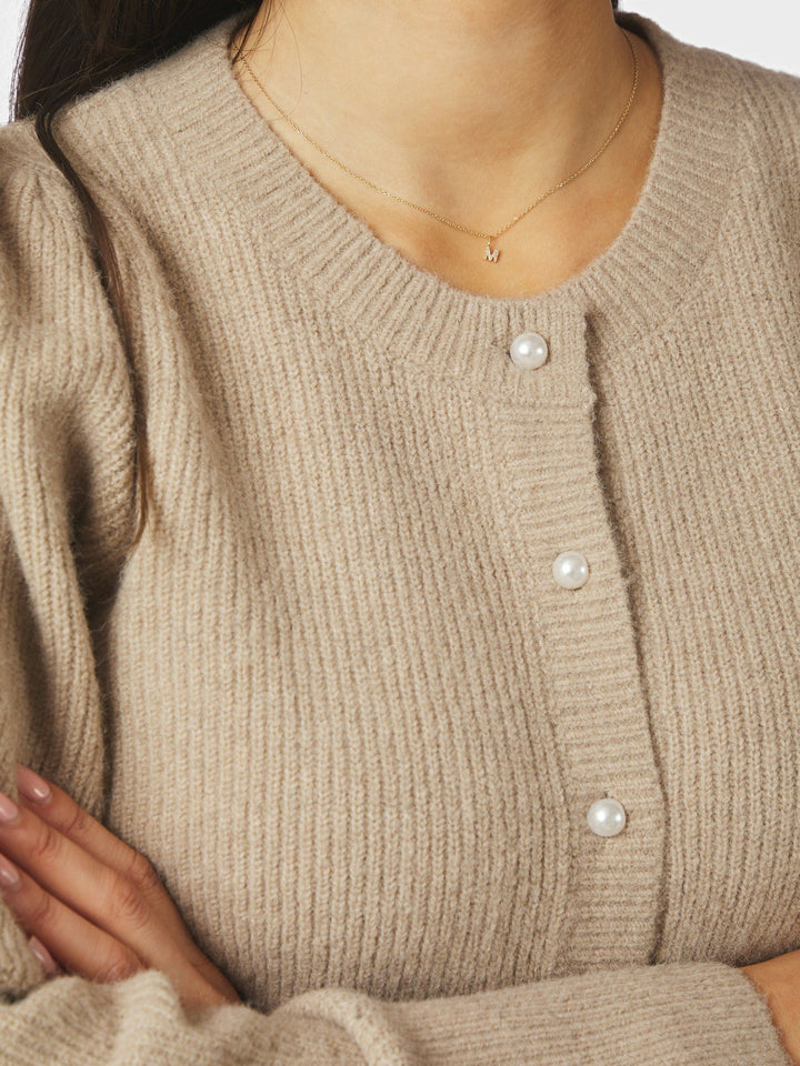 NEO NOIR - Nuna Knit Cardigan - Warm Grey
