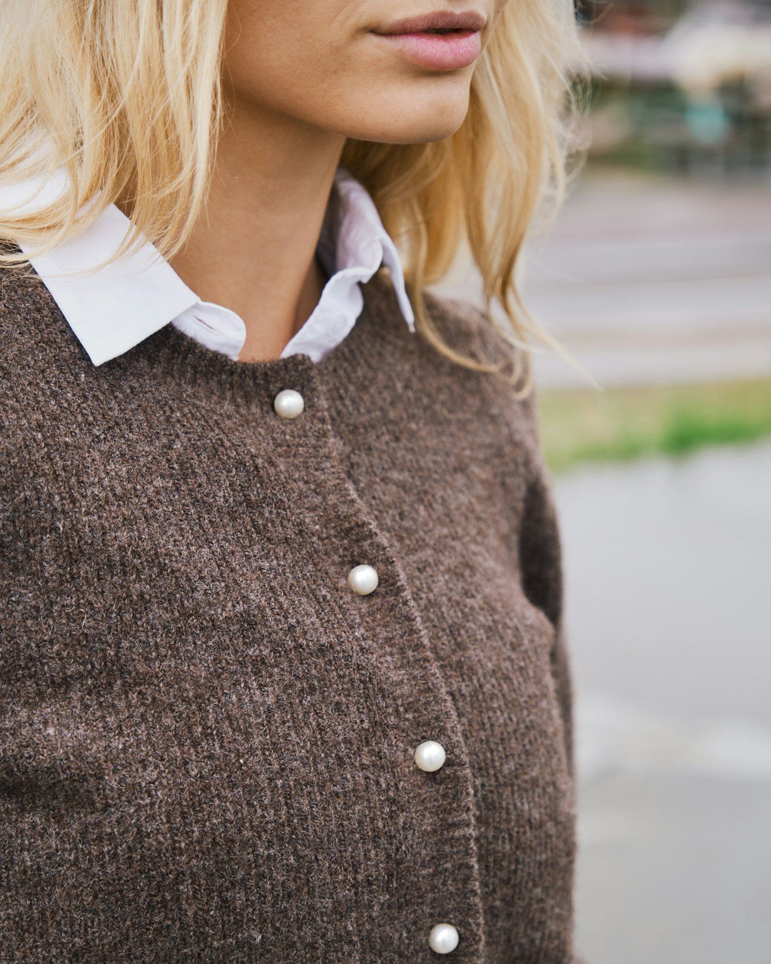 Neo Noir - Nuna Knit Cardigan - Brown Melange