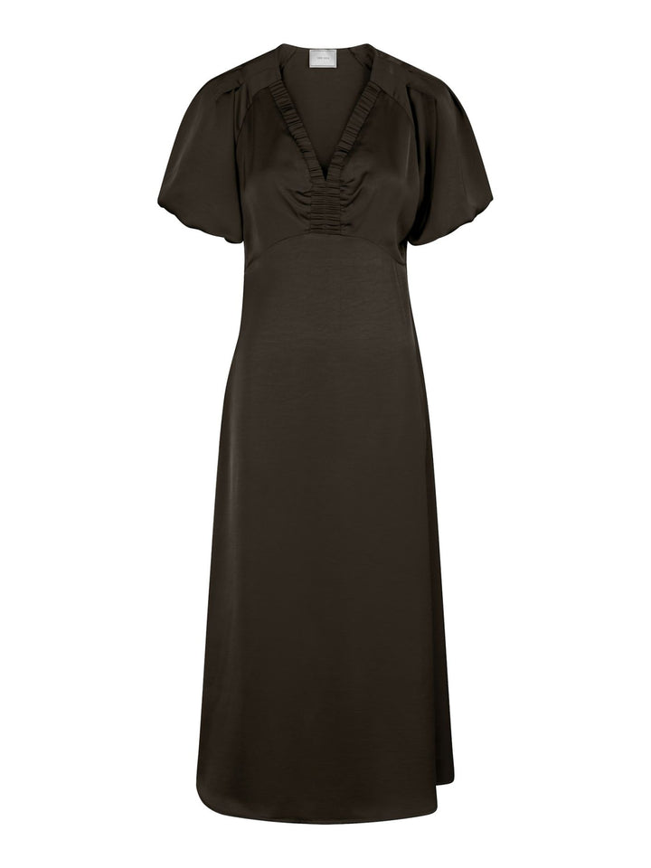 Neo Noir - Illana Heavy Sateen Dress - Dark Brown