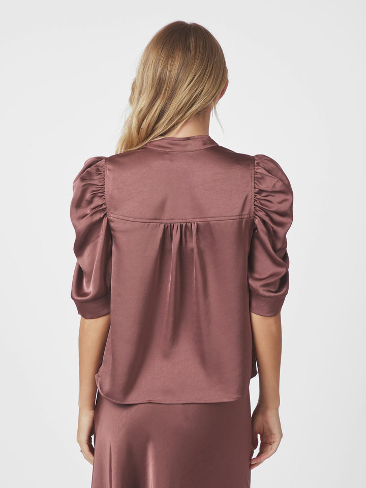 Neo Noir - Roella Heavy Sateen Blouse - Dark Rose