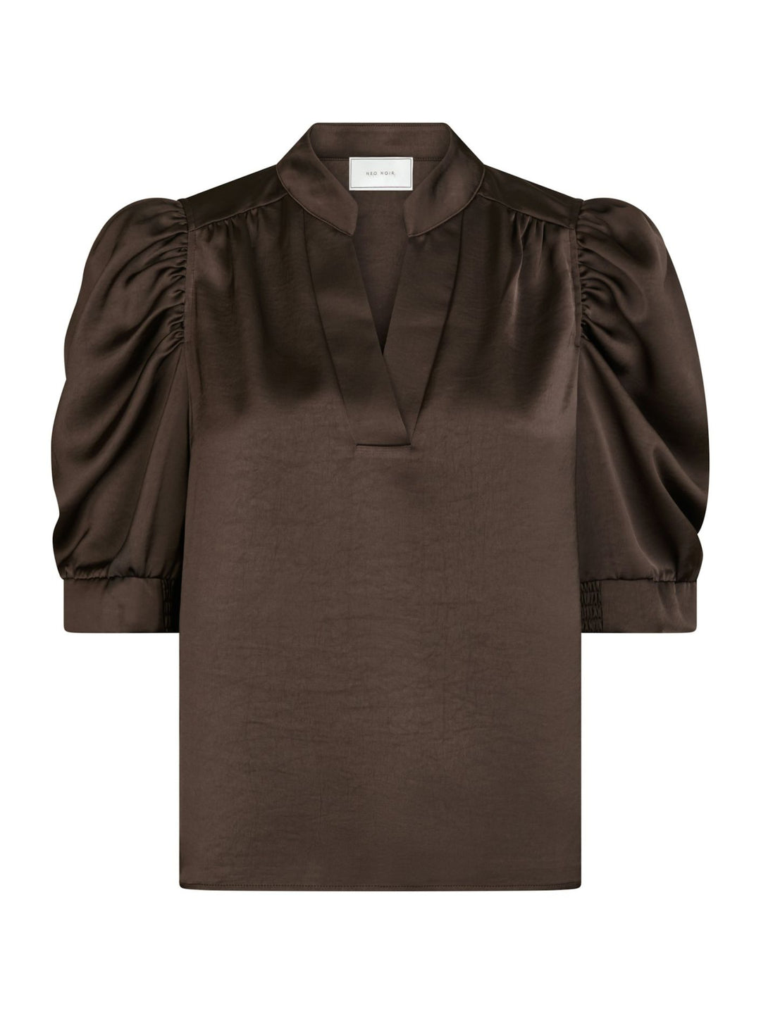 Neo Noir - Roella Heavy Sateen Blouse - Dark Brown
