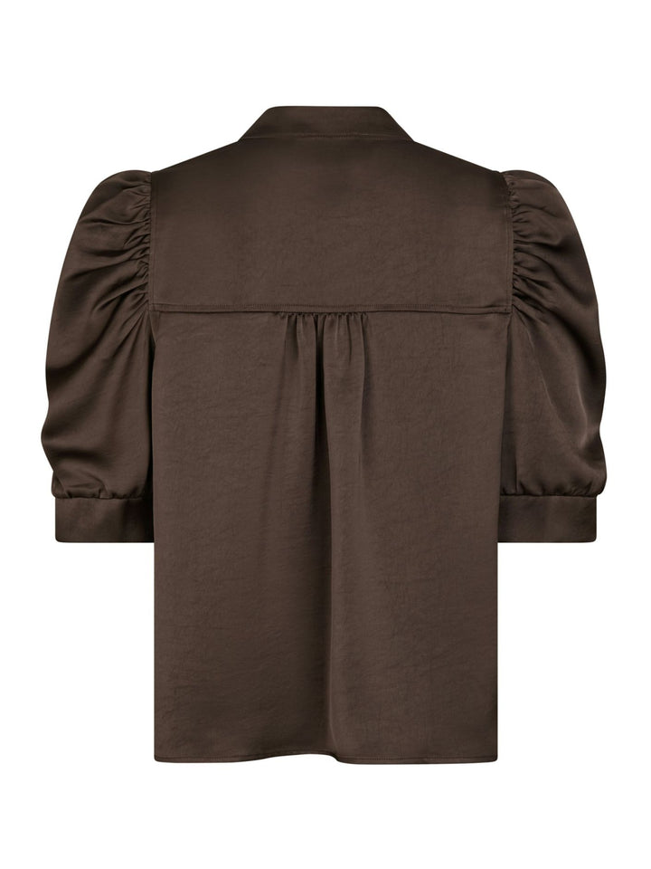 Neo Noir - Roella Heavy Sateen Blouse - Dark Brown