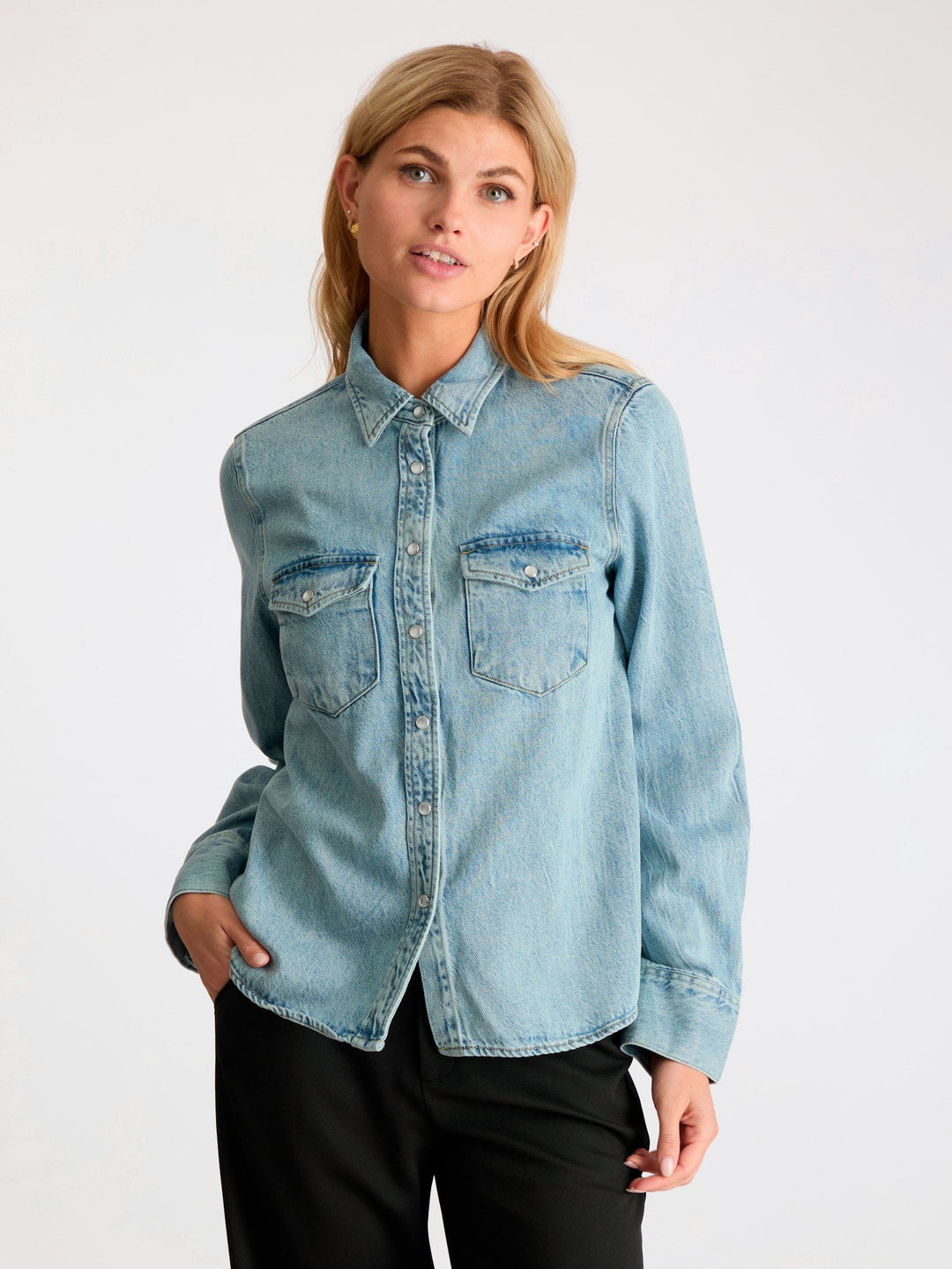 Neo Noir - Roger Denim Shirt - Smoked Blue