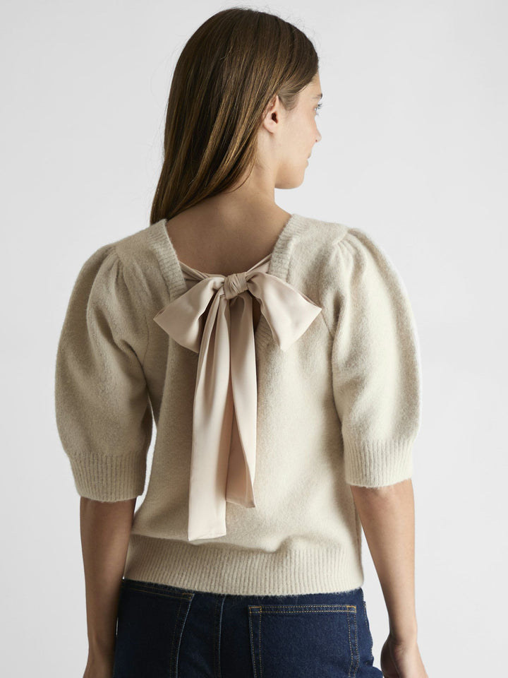 Neo Noir - Martha Bow Knit Tee - Ivory