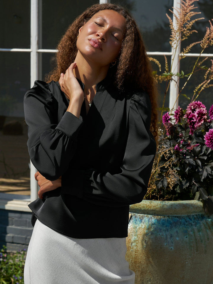 NEO NOIR - Rosslyn Heavy Sateen Blouse - Black
