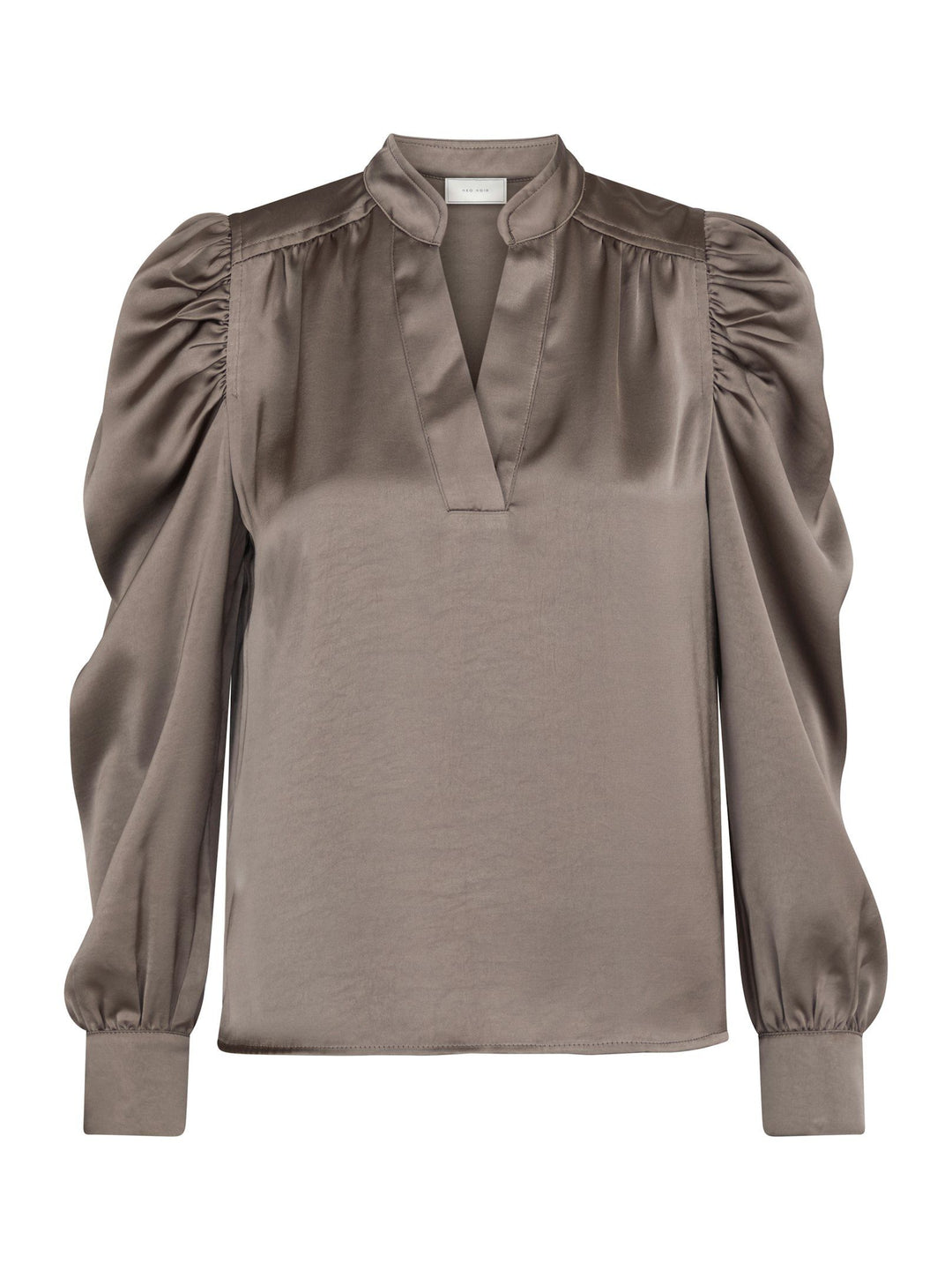 Neo Noir - Rosslyn Heavy Sateen Blouse - Warm Grey