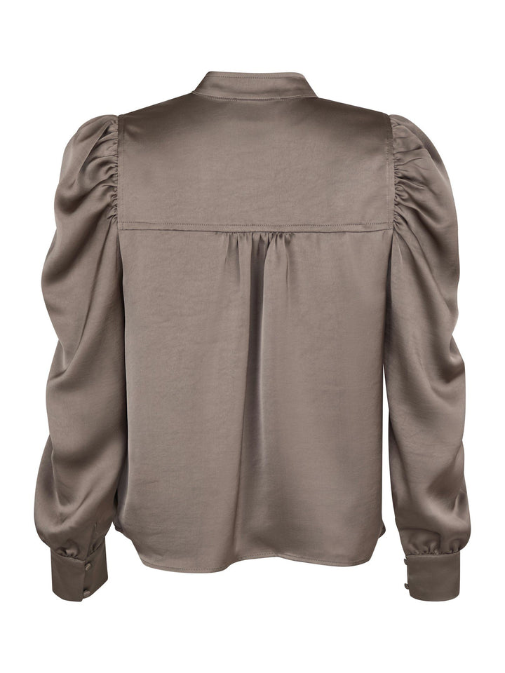 Neo Noir - Rosslyn Heavy Sateen Blouse - Warm Grey