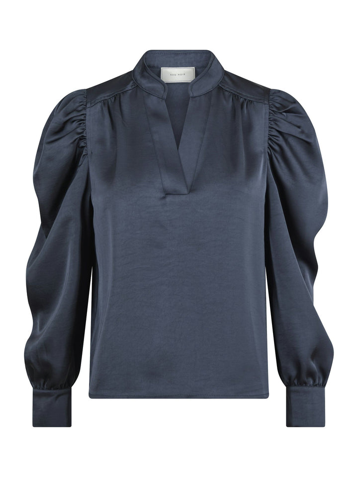 Neo Noir - Rosslyn Heavy Sateen Blouse - Midnight Blue