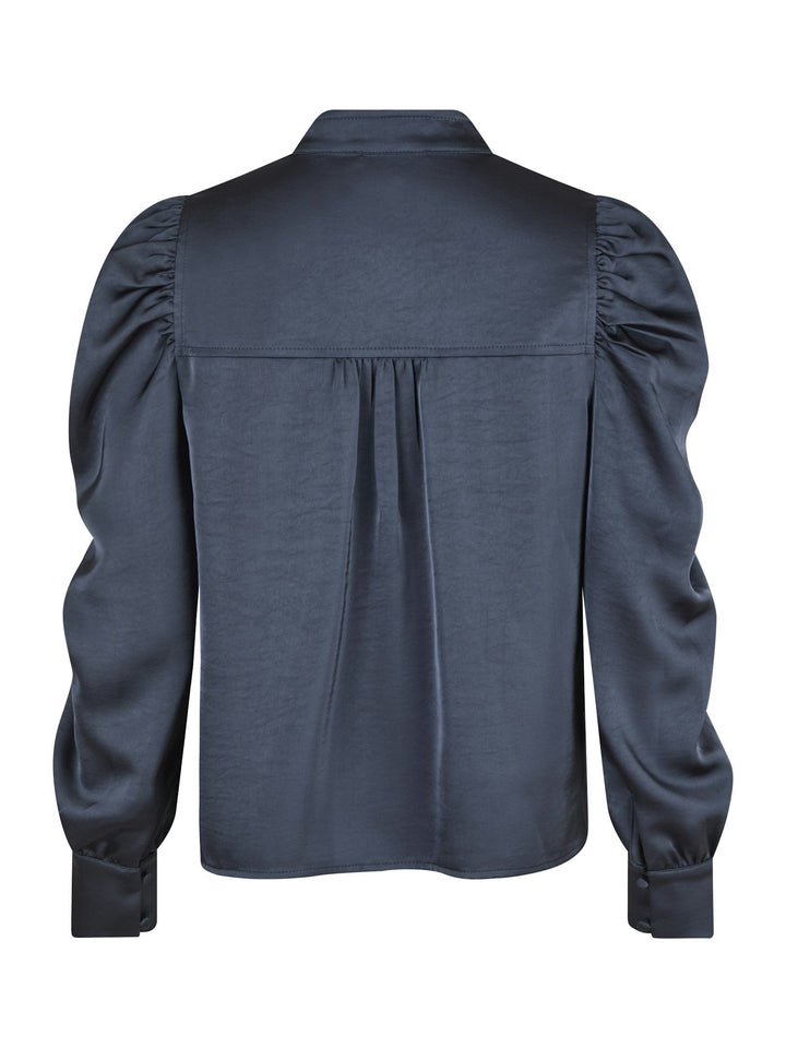 Neo Noir - Rosslyn Heavy Sateen Blouse - Midnight Blue