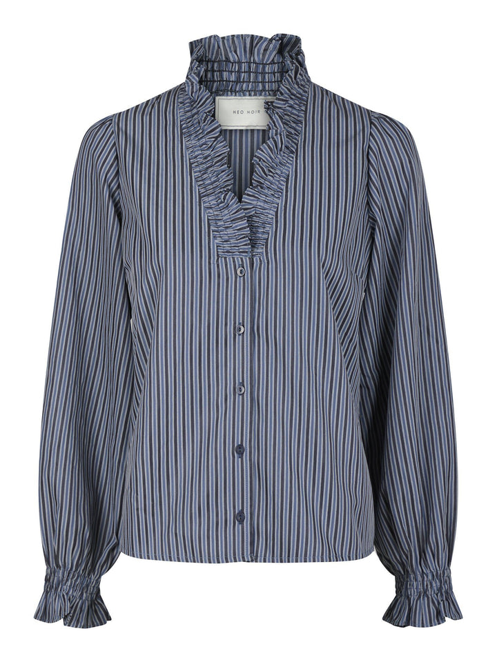 Neo Noir - Brielle Twill Stripe Shirt - Dusty Blue