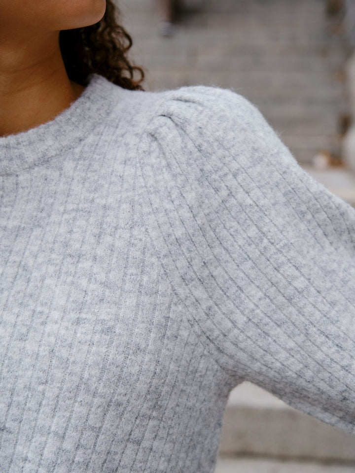 Neo Noir - Kelsey Knit Blouse - Grey Melange