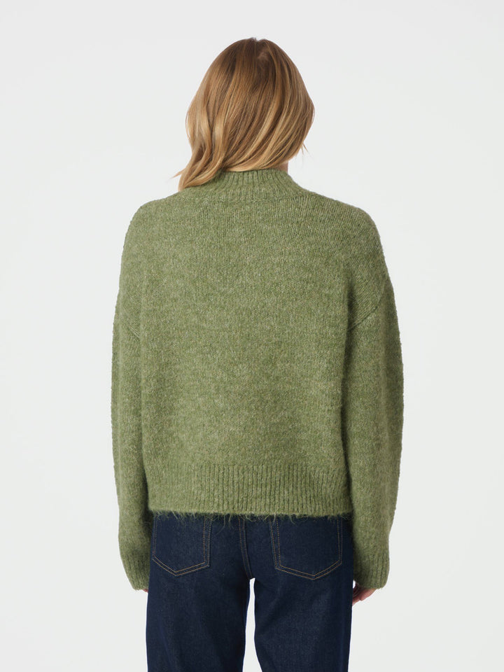 Neo Noir - Paulina Fluffy Knit Blouse - Dusty Green