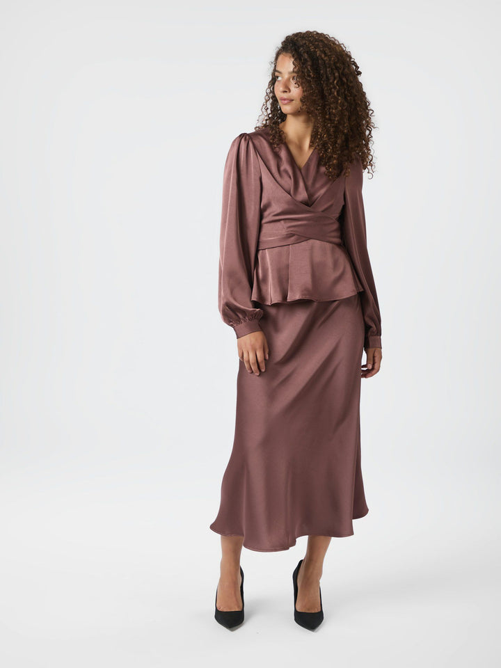 Neo Noir - Rista Heavy Sateen Blouse - Dark Rose