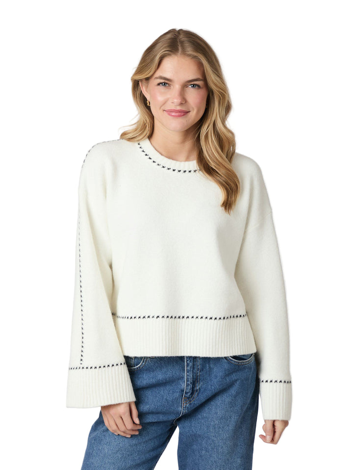 Neo Noir - Roeme Knit Stitch Blouse - Offwhite