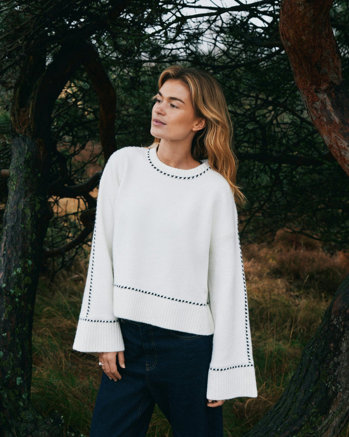 Neo Noir - Roeme Knit Stitch Blouse - Offwhite