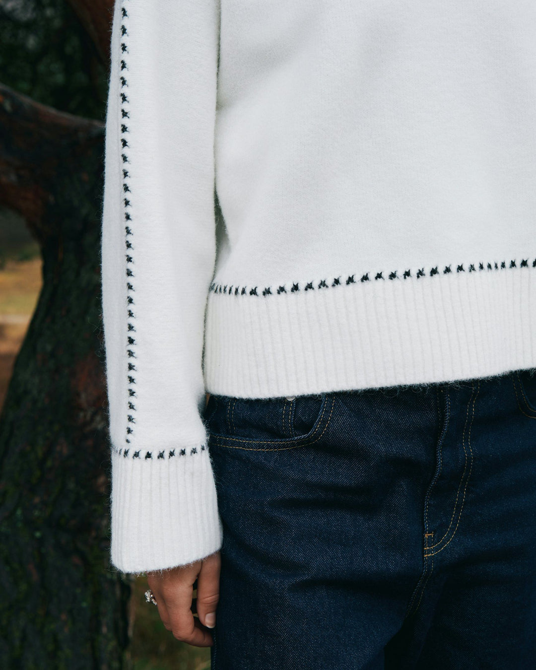 Neo Noir - Roeme Knit Stitch Blouse - Offwhite