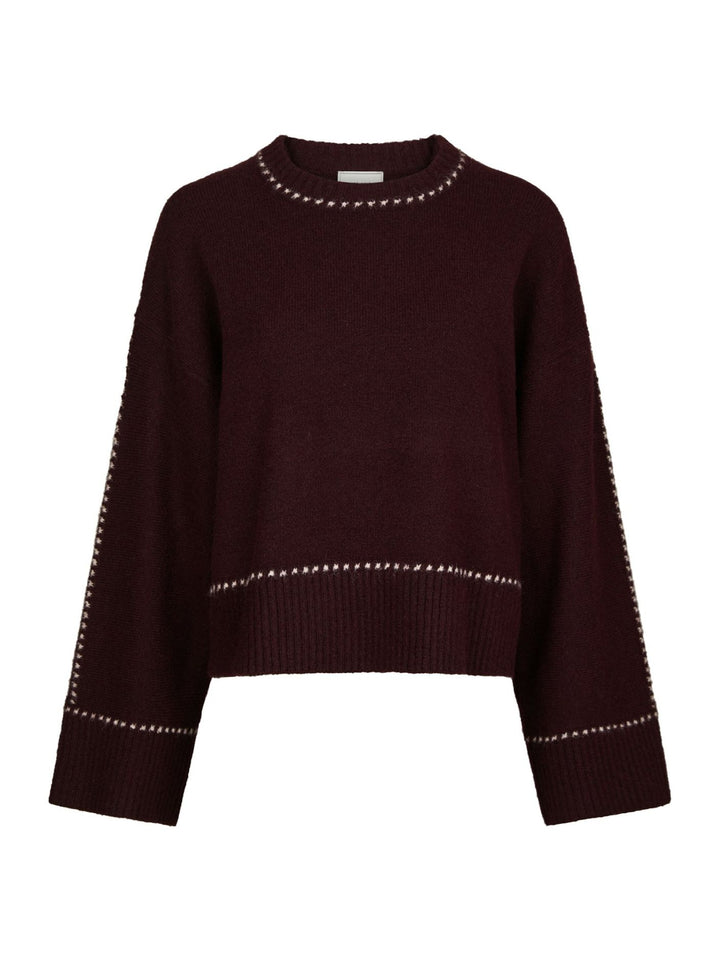 Neo Noir - Roeme Knit Stitch Blouse - Wine