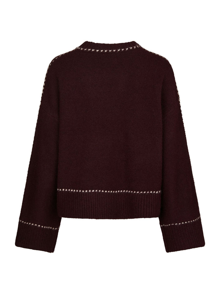 Neo Noir - Roeme Knit Stitch Blouse - Wine