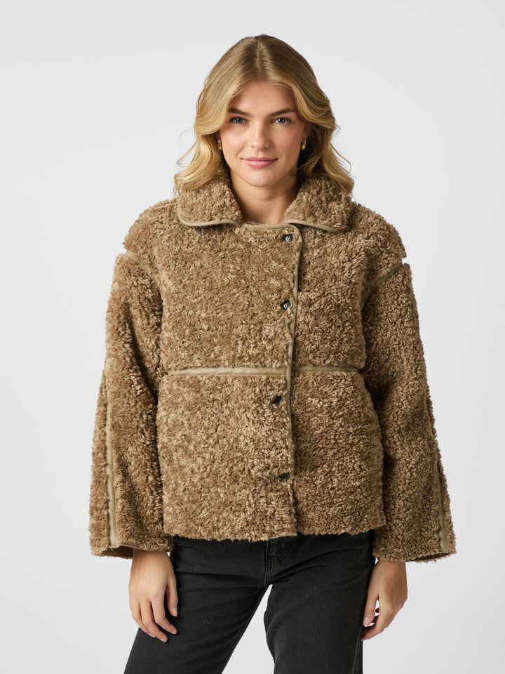 Neo Noir - Castor Faux Fur Jacket - Taupe