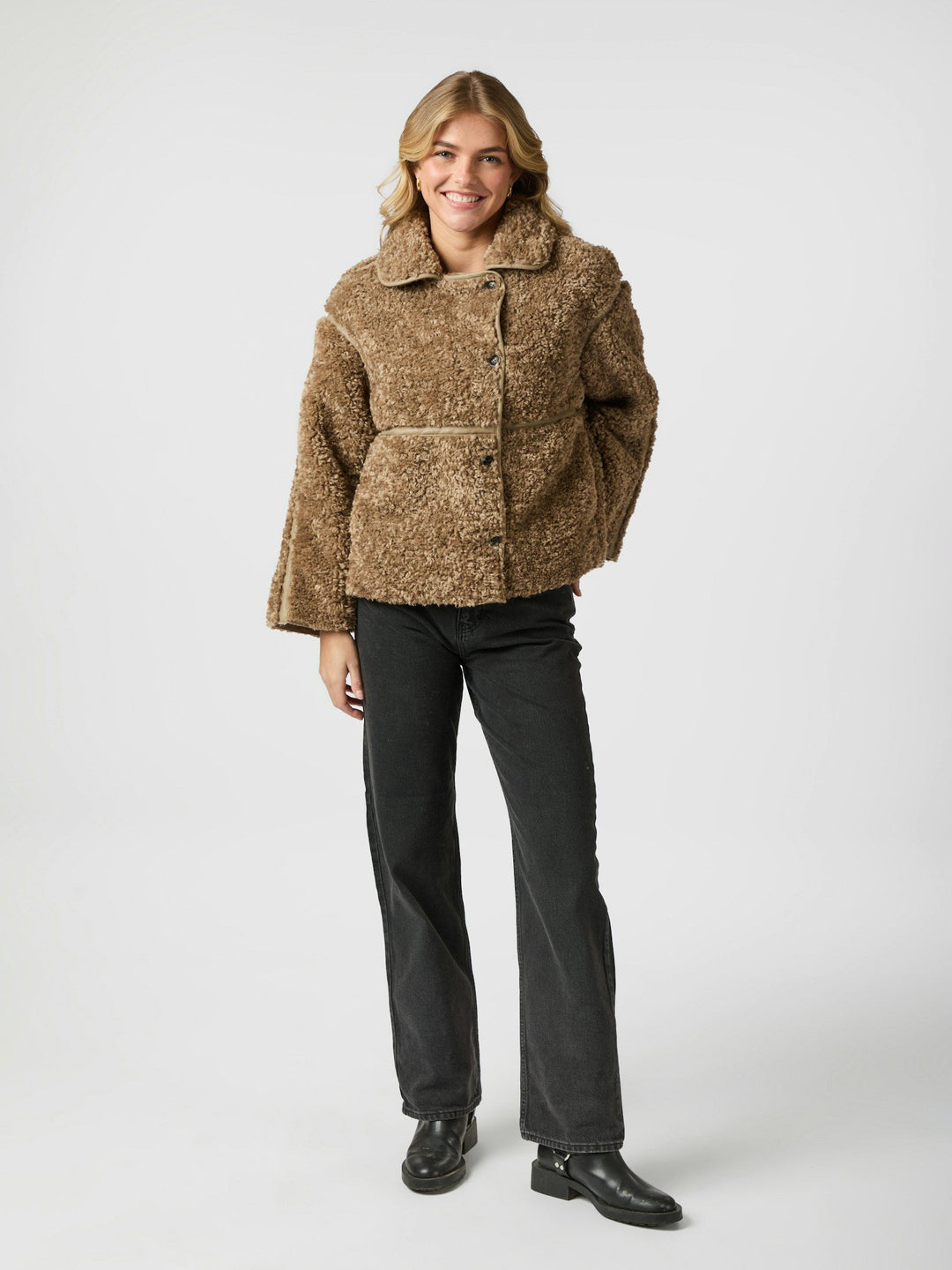 Neo Noir - Castor Faux Fur Jacket - Taupe