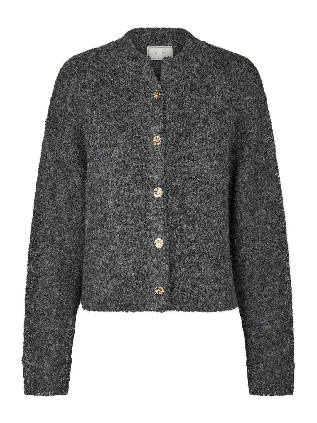 Neo Noir - Taura Fluffy Knit Cardigan - Antracit