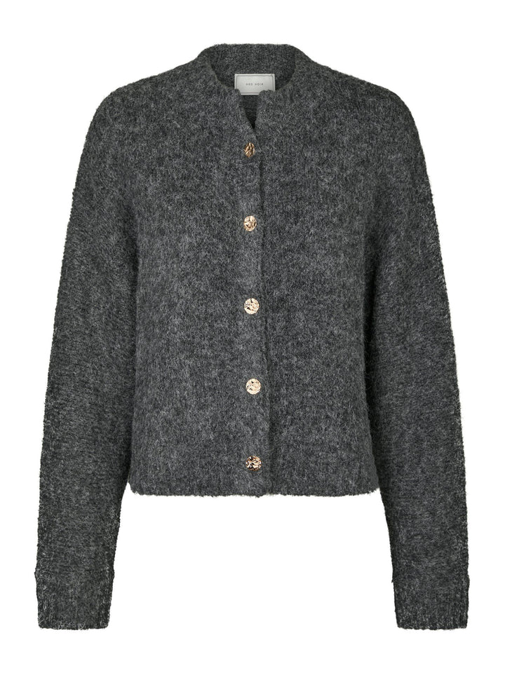 Neo Noir - Taura Fluffy Knit Cardigan - Antracit