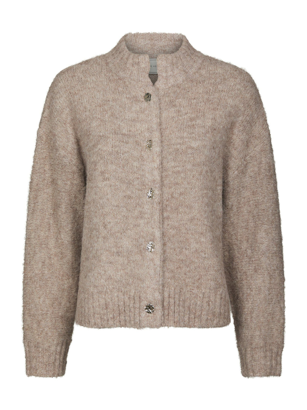 NEO NOIR - Taura Fluffy Knit Cardigan - Beige Melange