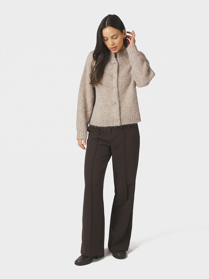 NEO NOIR - Taura Fluffy Knit Cardigan - Beige Melange