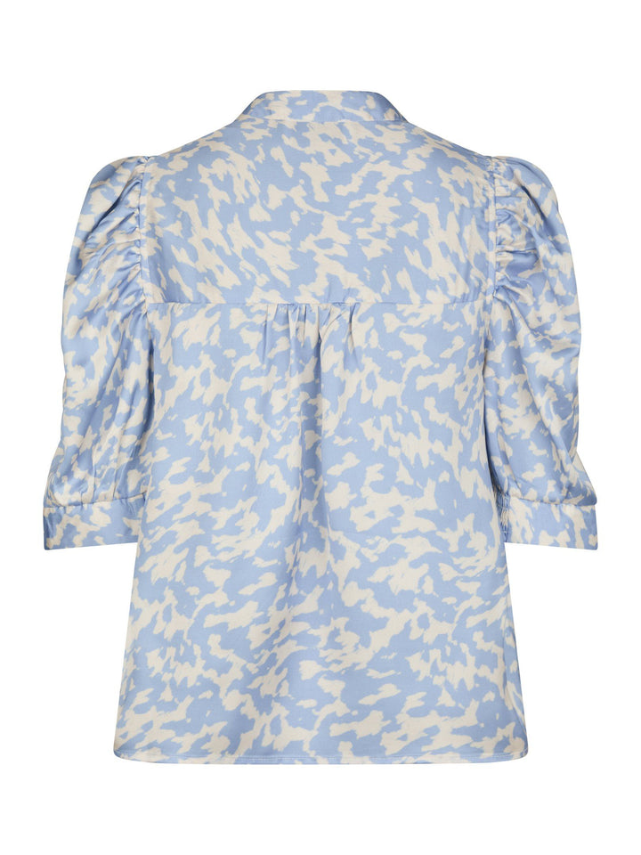 Neo Noir - Roella Graphic Satin Blouse - Light Blue