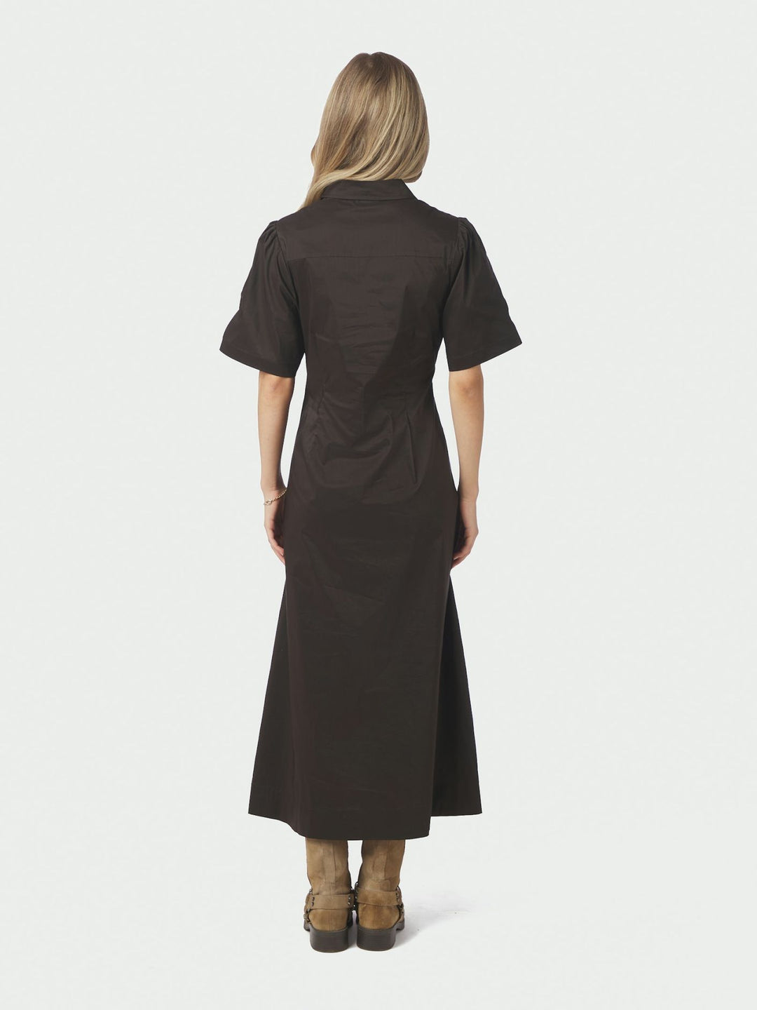 Neo Noir - Baia Poplin Dress - Chocolate Brown
