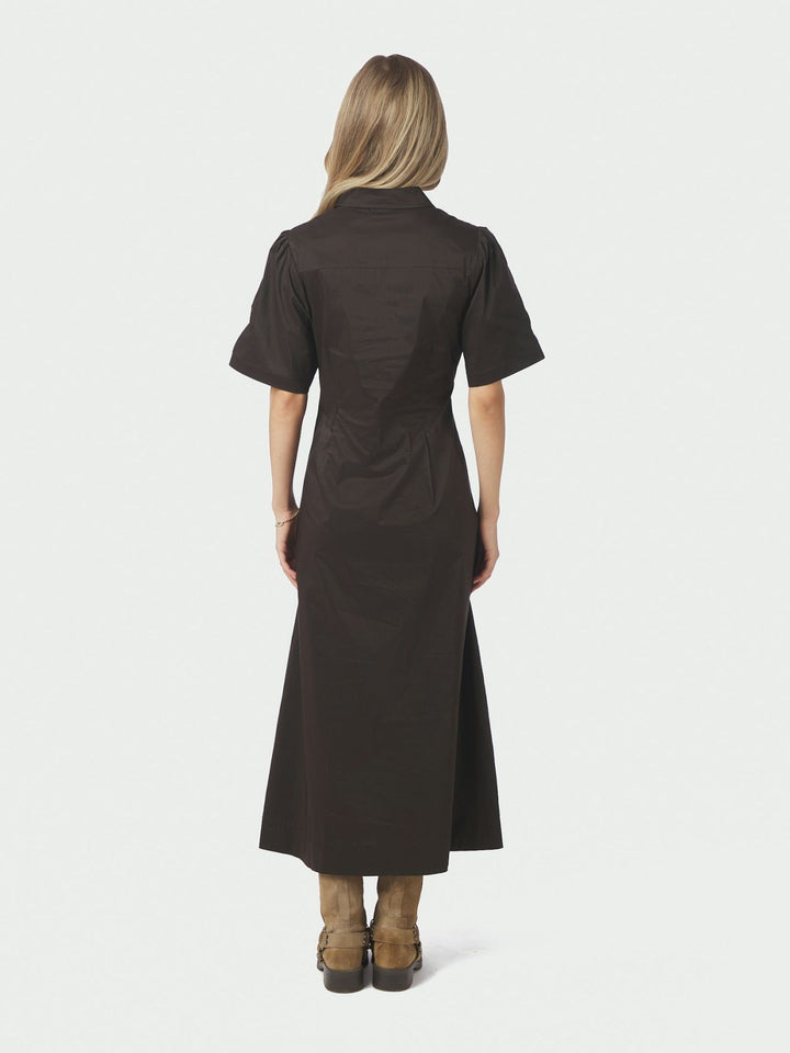Neo Noir - Baia Poplin Dress - Chocolate Brown