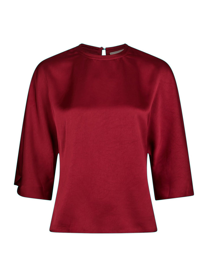 Neo Noir - Liora Heavy Sateen Blouse - Dark Red