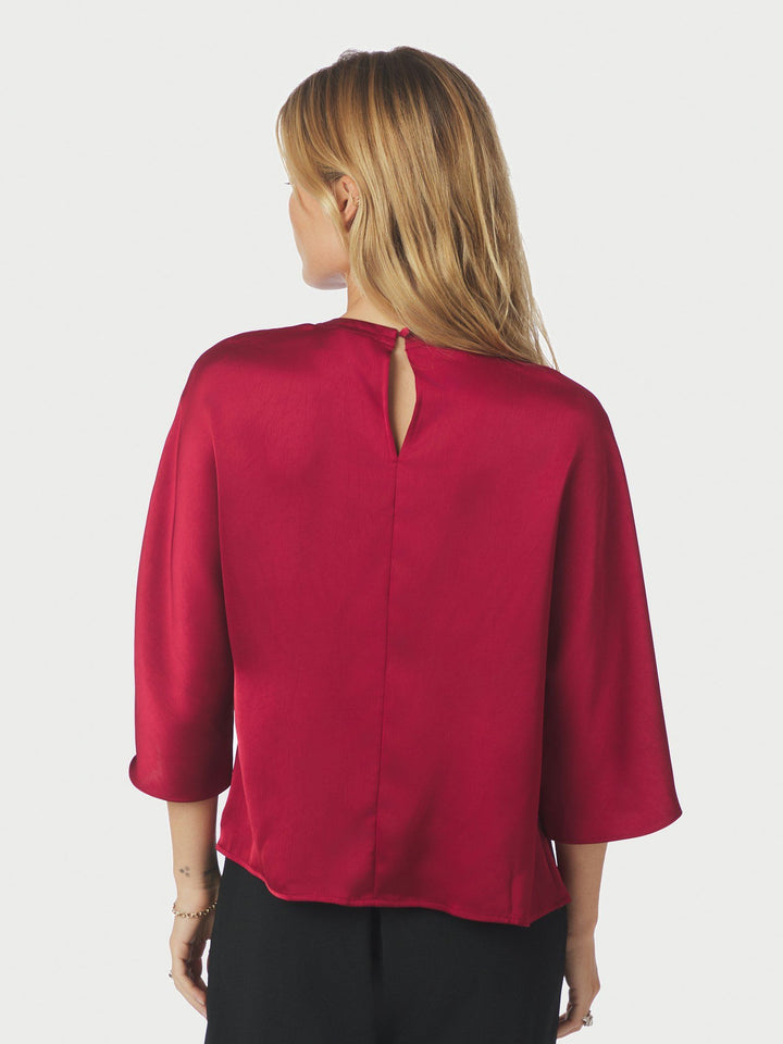 Neo Noir - Liora Heavy Sateen Blouse - Dark Red