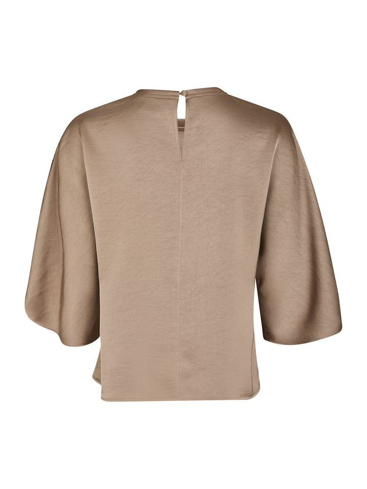 Neo Noir - Liora Heavy Sateen Blouse - Dark Taupe