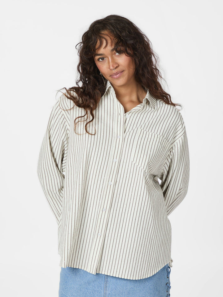 Neo Noir - Dalma Stripe Stone Shirt - Brown