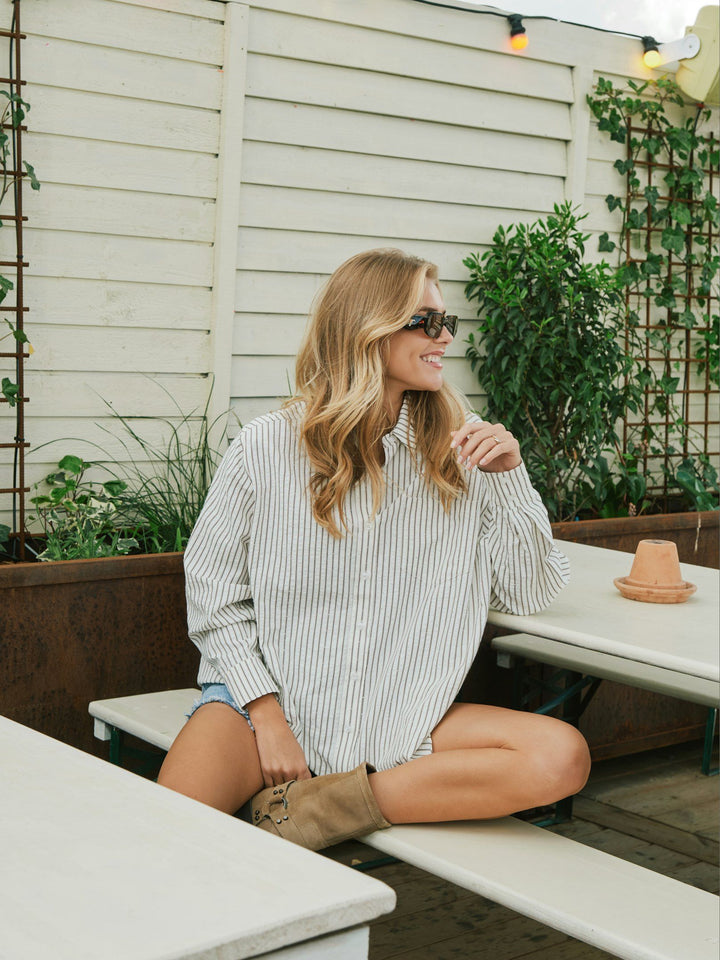 Neo Noir - Dalma Stripe Stone Shirt - Brown