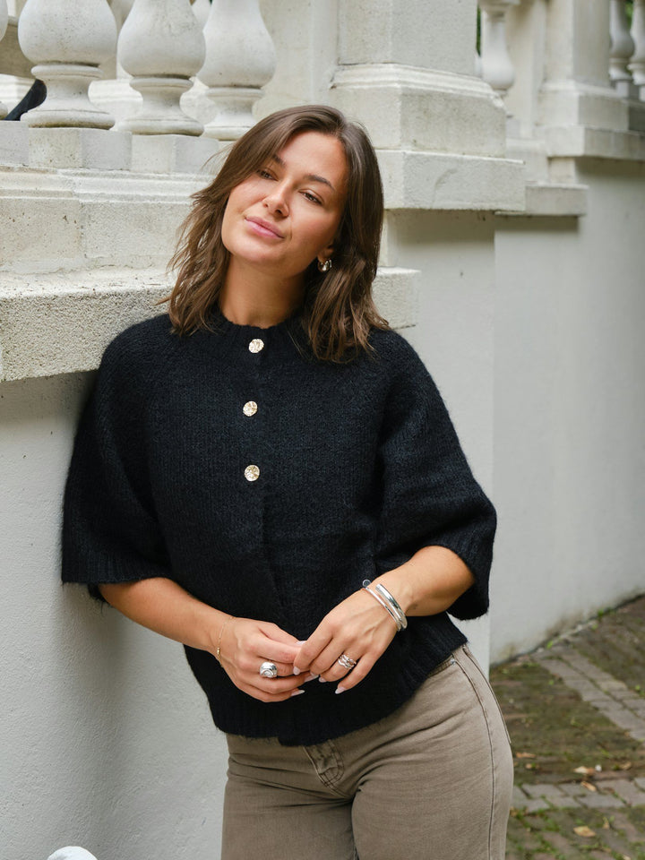Neo Noir - Benuta Fluffy Knit Cardigan - Black