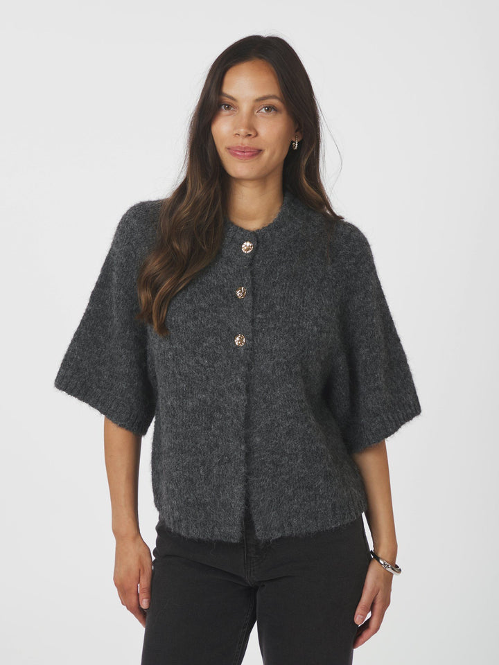 Neo Noir - Benuta Fluffy Knit Cardigan - Antracit Melange