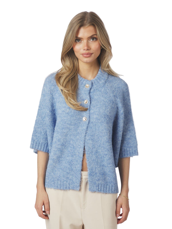 Neo Noir - Benuta Fluffy Knit Cardigan - Dusty Blue